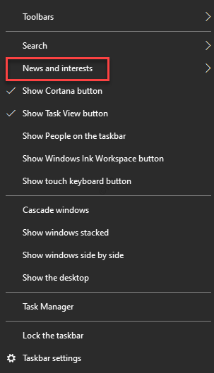Taskbar-right-click-News-and-interests