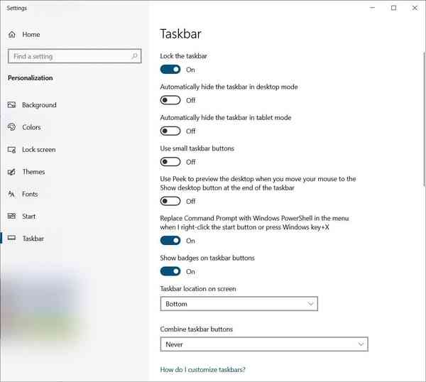 Taskbar-settings