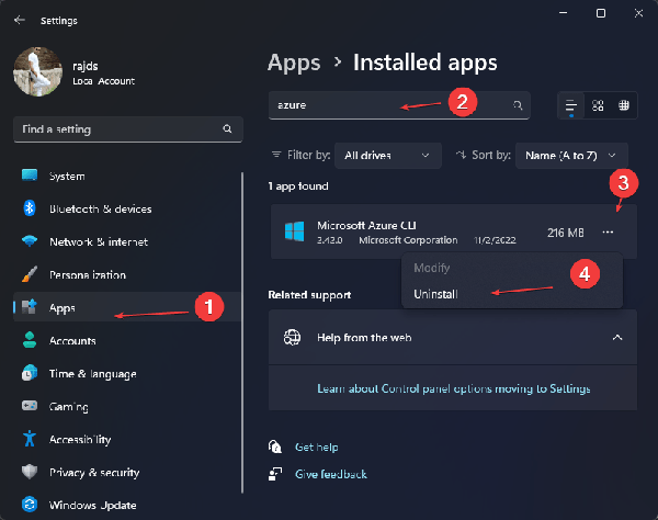 Uninstall-Azure-CLI-from-Windows-11