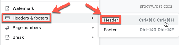 google-docs-insert-header