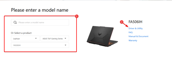 model-name-asus-driver