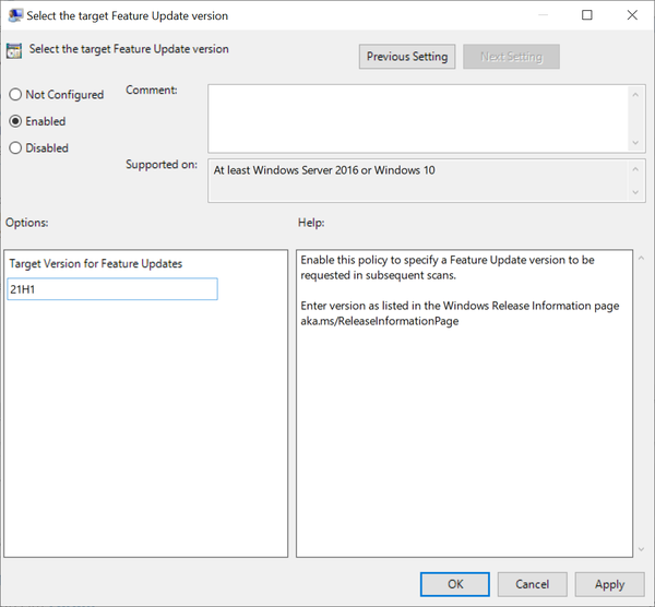 select-the-target-feature-update-version