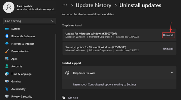 update-uninstall