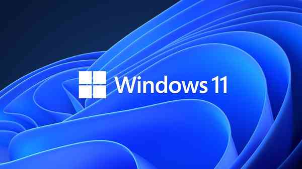 蓝色背景上的文本中的 Windows 11。