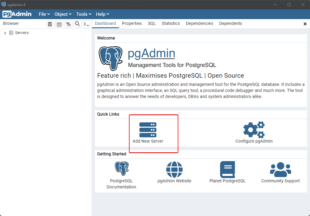 Add-New-Server-in-PostgreSQL-managment-tool