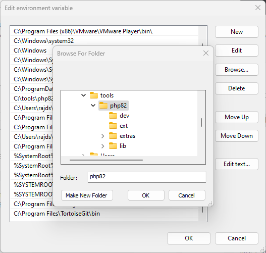 浏览 PHP 安装文件夹