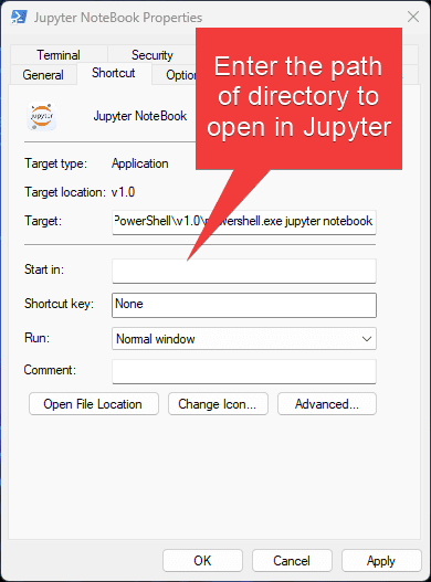 Change-start-in-directory