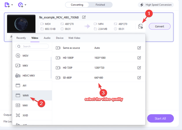 Choose-format-WMV-select-quality
