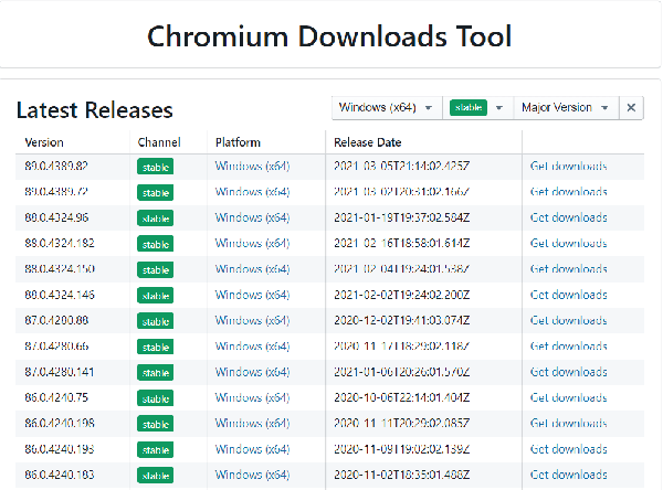 Chromium-Download-Tool-for-Older-Versions
