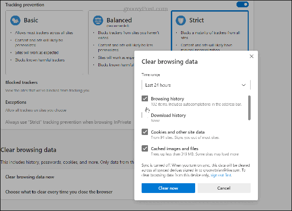Clear-history-cache-Microsoft-Edge