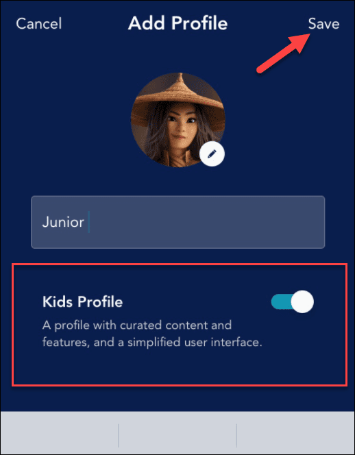 Create-kids-profile-Save