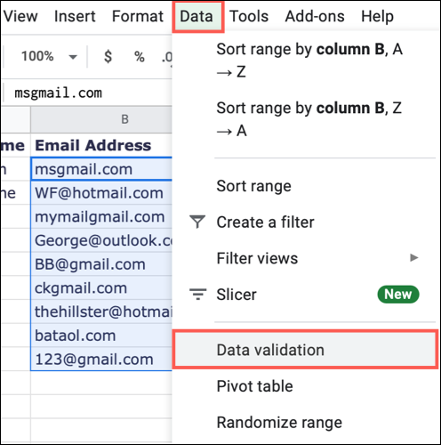 DataValidation-GoogleSheetsValidEmail