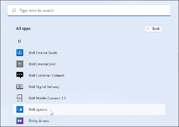 Dell-Utility-Start-menu