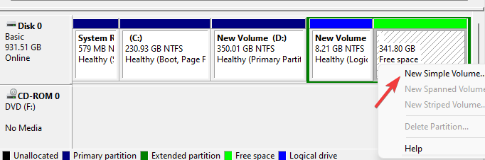 Disk-Management-Unallocated-or-Free-space-right-click-New-Simple-Volume-1