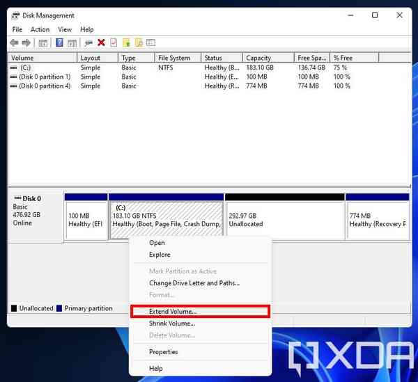 Extending-a-volume-in-Disk-Management