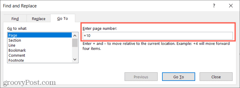 GoToPageNext10-WordGoTo