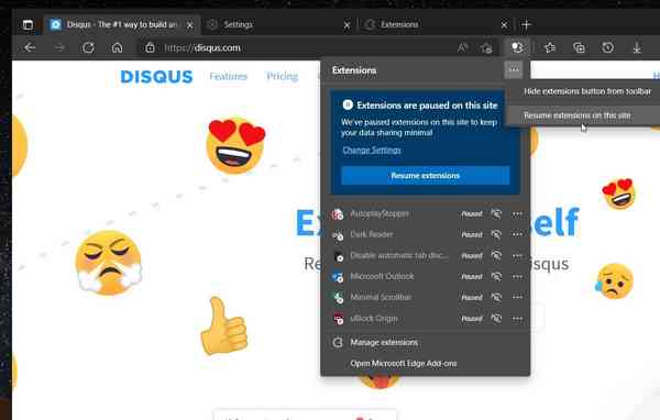 Microsoft-Edge-extensions-paused