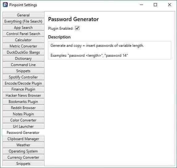 Pinpoint-settings