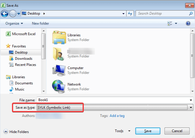 Save-as-SYLK Save-as-SYLK