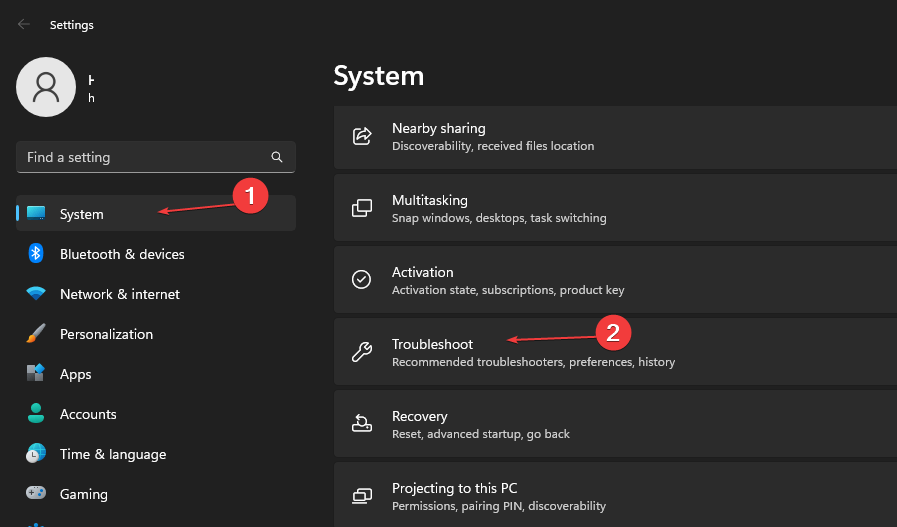 Settings-troubleshoot Settings-troubleshoot