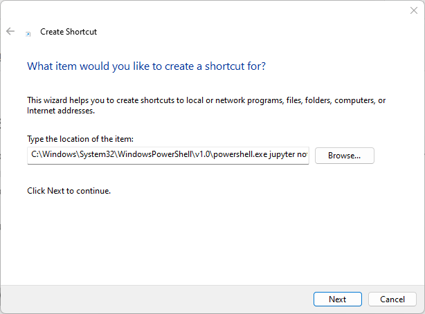 Shortcut-path-to-run-Jupyter-command-on-Windows
