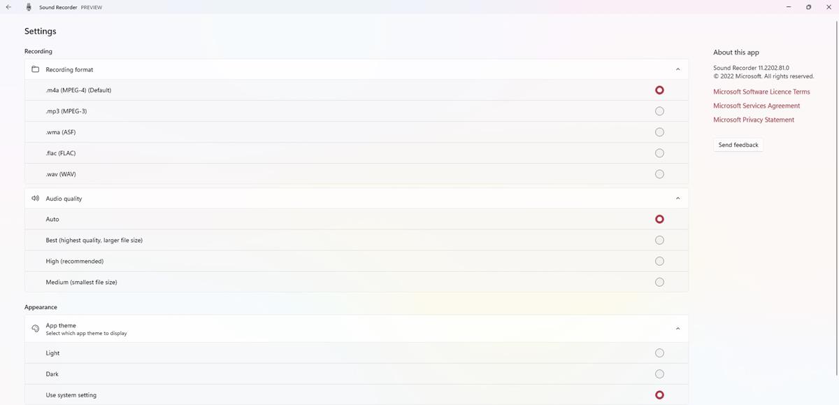 Sound-Recorder-app-settings