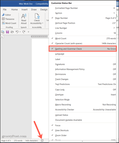 SpellCheckStatusBar-WordWindowsDisableSpellCheck