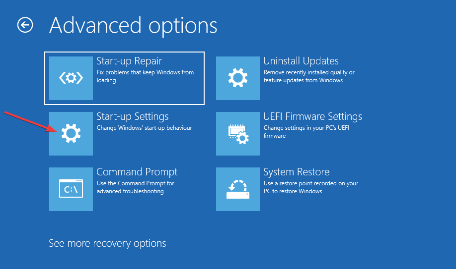 Start-up-settings-option