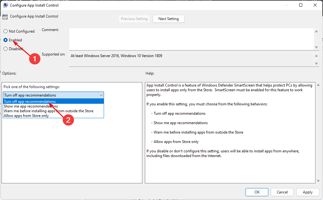 Turn-off-app-recommendations