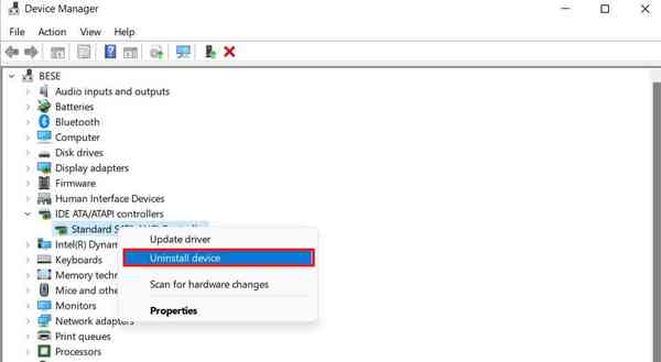 Uninstall-IDE-controller-driver
