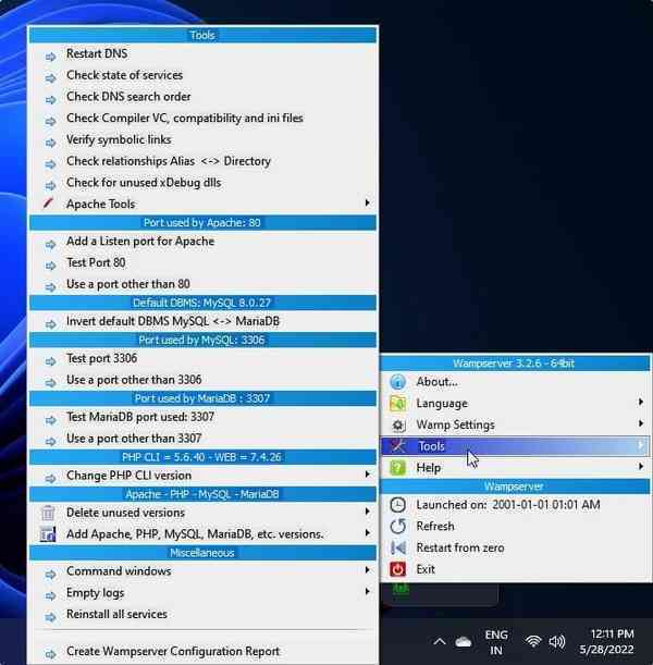 WAMP-server-services