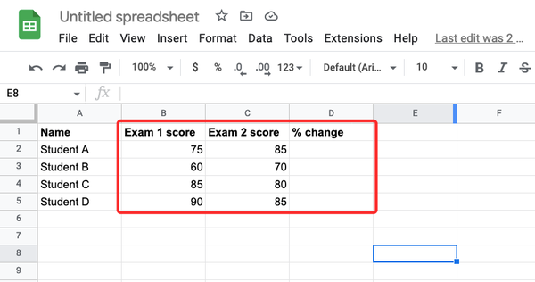 calculate-percentage-changes-in-google-sheet-10-a calculate-percentage-changes-in-google-sheet-10-a