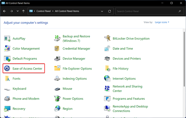 ease-of-access-center