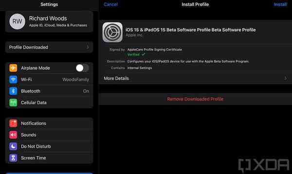 iPadOS 15 beta 配置文件安装截图