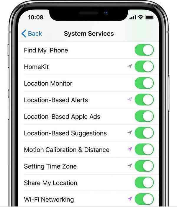 ios12-iphone-x-settings-privacy-location-services-system-services-motion-calibration-distance-on