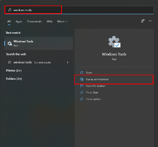 open-windows-tools-via-start-menu