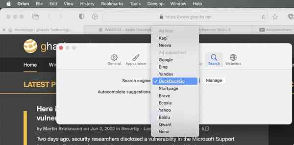 orion-search-engine-settings