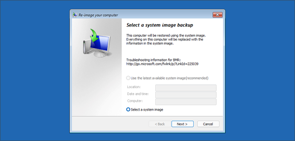 select-system-image-backup