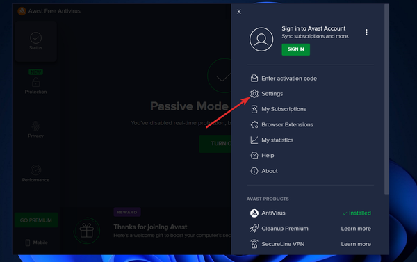 settings-avast