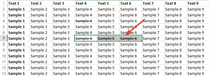 strikethrough-multiple-cells