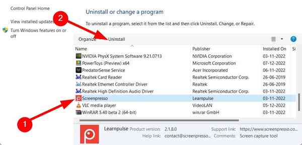 uninstall