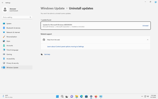 windows-11-2022-update-uninstall