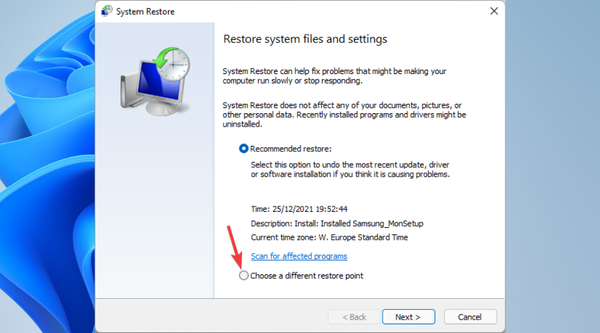 Different-restore-point Different-restore-point