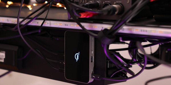OWC-thunderbolt-Hub-mounted-on-back-of-desk OWC-thunderbolt-Hub-mounted-on-back-of-desk
