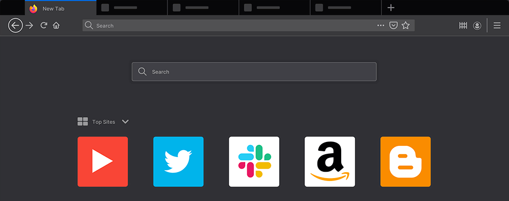 Mozilla-Firefox-browser-homepage-dark-mode