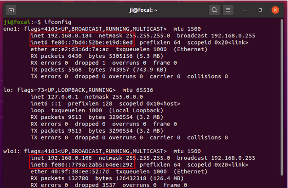 Ubuntu查看IP地址命令