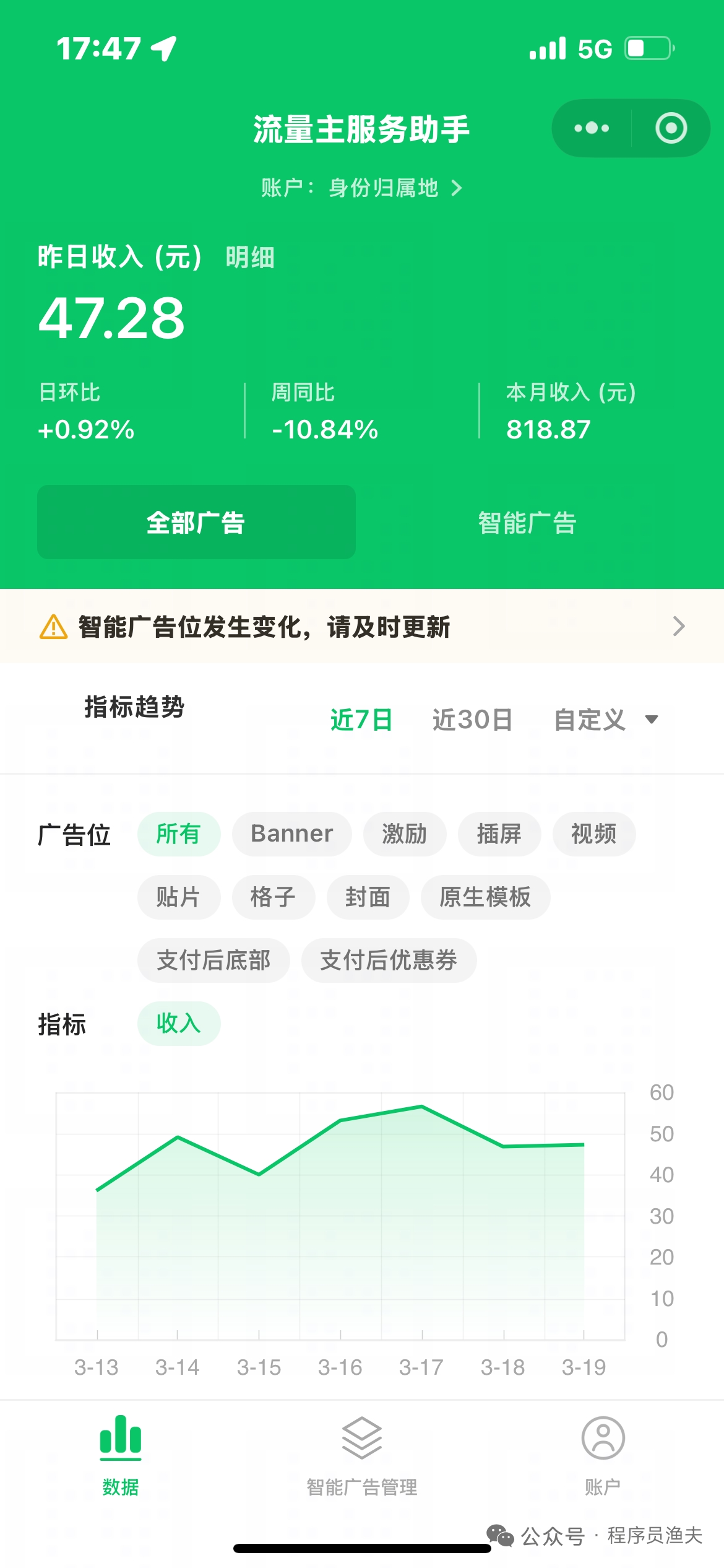 流量主收入截图